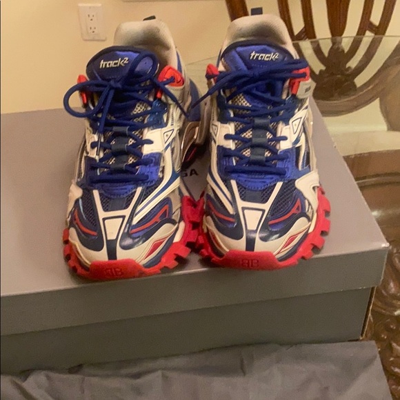 balenciaga track 2 beige blue red
